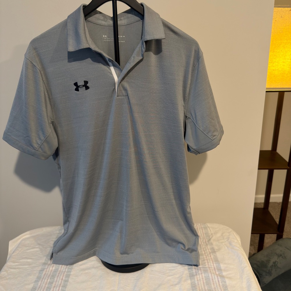 Under Armour Mens HeatGear Loose Fit Polo Shirt Gray Short Sleeve Golf Top MD